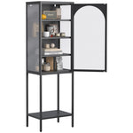 ZUN Metal Glass Door Display Storage Cabinet - 5-Tier Cube Bookshelf Storage Cabinet with 3 Adjustable W2735P186327