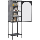 ZUN Metal Glass Door Display Storage Cabinet - 5-Tier Cube Bookshelf Storage Cabinet with 3 Adjustable W2735P186327