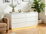 Handle-Free 6-Drawer Storage Cabinet Chest of Drawers with USB-Powered RGB LED Strip 79489683