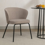 ZUN 041-Set of 1 Boucle Fabric Dining Chair With Black Metal Legs,Light Coffee 04087263