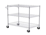 3-Level Kitchen Cart, Wire Rollable Cart with a Load Capacity of 661LBS, Steel-Made Mobile Service 18487730