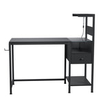 ZUN Computer Desk with Power Outlet & Storage Shelves, Study Writing Table with USB Ports Charging W578P191952