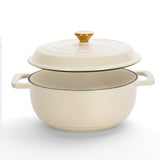 Cast iron 5QT cooking pot - ceramic white - comes with two silicone gloves - Enamel pot 06079080