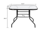 Outdoor Dining Table Square Toughened Glass Table Yard Garden Glass Table 90130627