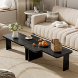 U-Can Modern Minimalist Coffee Table Set, Rectangle Coffee Table with Splicing Design, N724P232174B