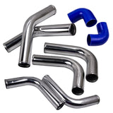 2.5" Universal Aluminum Intercooler Turbo Piping Pipe Kit Silicone Hose Clamps 19074328