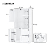 ZUN Bathroom Storage Cabinet with Doors and Drawers, Multiple Storage Space, Freestanding Style, Open WF530559AAK