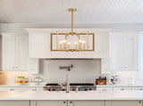 22" Modern Golden Geometric 6-Light Chandelier Industrial Metal Pendant Light Fixture for Living W1340P279979