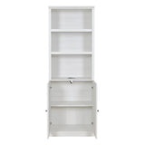 ZUN 1 Doors Bookshelf with USB Port and 3 Open Shelves Bookcase Side Cabinet Storage Shelves, Rustic WF531476AAK