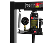ZUN 6 Ton Hydraulic Shop Floor Press, with pressure gauge Steel H-Frame Shop Press with Steel Plates W1239P173464