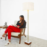 Minimalist Floor Lamp, Slim Standing Light with Neutral Shade for Contemporary Living Room & Bedroom B183P315095