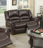 Plush Relax 1pc Manual Motion Loveseat Dark Brown Bonded Leather 2-Seat Couch Armrest Cushion B011P205584