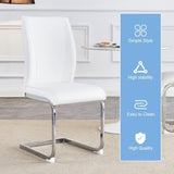 Luxury Simple Arch Chair - Set of 4 White PU Material High Resilience Dining Chair with Arched Metal W1151P154858