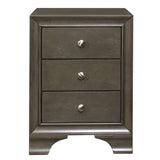 Gray Finish 3-Drawers Nightstand with 2 USB Ports Transitional Bedroom Furniture 1pc Bedside Table B011P172005
