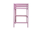 ZUN Twin High Loft Bed, Rubber Wood Loft Bed with Safety Guardrail, built-in desk, ladder,Pink W504P206981