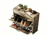 3-Drawer Flip-Front Shoe Cabinet 25"*9.45"*37" Washed grey 12459087