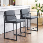 ZUN Set of 2,Modern Upholstered Counter Height Bar Stool with Armrests, Metal Frame and Padded Seat, W1901P225274