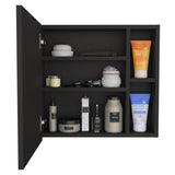 Oman Medicine Cabinet, Three Internal Shelves, Single Door, Two External Shelves -Black B20092104