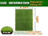 6.5x10FT Artificial Grass Turf 0.8" Indoor Outdoor Fake Grass with Drain Holes, for Dog and Garden 48076831