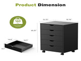 5 Drawer Storage Cabinet with Wheels for Bedroom, Home, Office Organization, Black 65763658