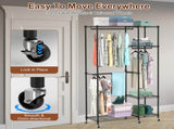 4 Tier Heavy Duty Garment Rack with 3 Hanging Rods, 463LBS Capacity Rolling Clothes Rack with 57122473