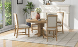 ZUN 5-Piece Set Extendable Round Table and 4 Upholstered Chairs Farmhouse Set for Kitchen, 79599093