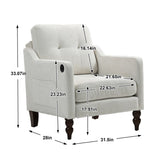 Accent Comfy Chenille Chair w/USB charging port,Mid,Soft,High-support Rebound Sponge,Ergonomic W2715P312489