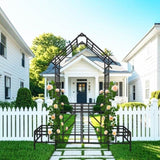 Metal Garden Arch with Gate with planter W80.71*H97.24 Climbing Plants Support Rose Arch Outdoor W1586P278425