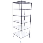 ZUN 6-Layer Plastic Coated Polygonal Corner Shelf with 2" PP Wheels 680*680*1800 Black 87893174