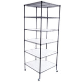 ZUN 6-Layer Plastic Coated Polygonal Corner Shelf with 2" PP Wheels 680*680*1800 Black 87893174