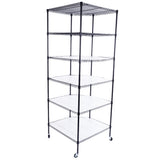 6-Layer Plastic Coated Polygonal Corner Shelf with 2" PP Wheels 680*680*1800 Black 87893174