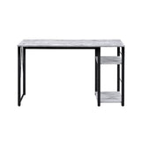 Rectangular Writing Desk with 2 Tier Shelf, Antique White and Black B016P312631