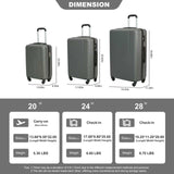 7-Piece Luggage Set ABS Lightweight & Durable Suitcase with Spinner Wheels, TSA Lock, , W284P383879