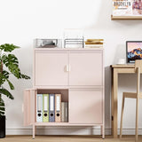 ZUN 4 Door Metal Accent Storage Cabinet for Home Office,School,Garage pink 39015106