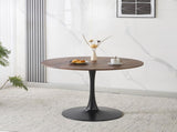 42.1" walnut Color Top Tulip Table, Mid-century Dining Table for 4-6 People - Round MDF Table Top W234P490235