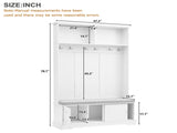ON-TREND Elegant Hall Tree with Sliding Doors, Versatile Coat Rack with 6 Silvery Hooks & Handles, N721P205787K