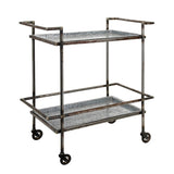30.7x17.1x34.6" Percy Galvanized Metal Bar Cart in Gray & Black W2078P180403