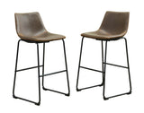 Lotusville Vintage PU Leather Barstools, Set of 2, Antique Brown T2574P164861