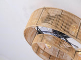 20" Double Tier Rope Caged Flush Mount Ceiling Fan with Light Kit ,With Remote W3596P460468