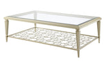 ZUN ACME Zaba Coffee Table, Glass Top & Champagne Finish LV02785