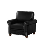 Living Room Sofa Single Seat Chair with Wood Leg Black Faux Leather W1097125450