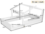 Twin Size Floor Bed with Guardrails and Roof, Kids House Floor Bed with a Small Built-in Tray and W1580P396330