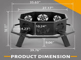 35" Octagonal Sheet Assembled Fire, Black Heavy Duty Wrought Iron Wood Fire 23693608