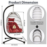 Outdoor Egg Hanging Chair with Stand, Patio Wicker Swing Egg Chair Indoor Swinging Chair Outdoor W2500P309389