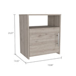 ZUN Nordico Nightstand , End Table, Side Table One Shelf, Single Door Cabinet, Metal Handle -Light Gray B20091971