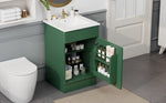 ZUN 20" Bathroom Vanity with Sink, Vanity Cabinet with Door Shelf and Adjustable Shelf, Green N759P237946F