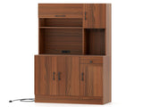 Multifunctional Kitchen Cupboard with Adjustable Shelves, Stemware Rack & Drawer, Anti-Toppling 52937032