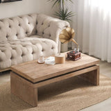 Modern Rustic Wood Coffee Table Rectangular Living Room Center Table with Floating Top Design 02669930