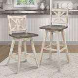 ZUN Counter Height Chairs Set of 2, White Gray 360-degree Swivel Chair Solid Rubberwood Kitchen Dining B011P194908