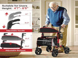 Walkers for Seniors, Rollator Walker with Seat, 350 lb Weight Capacity, 18" Big Seat, 8" All-Terrain W3952P384273